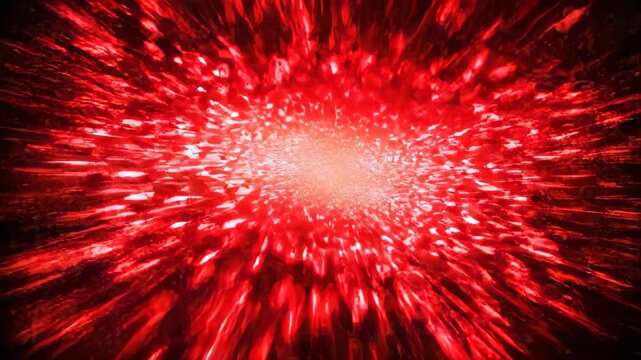 Vibrant Red Light Burst with Radial Motion and Energetic Sparks on Dark Background Creates an Abstract Explosion Effect Optimized for Adobe Stock