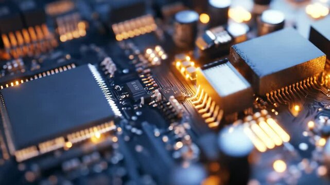 Close-up of a modern electronic circuit board, technology concept