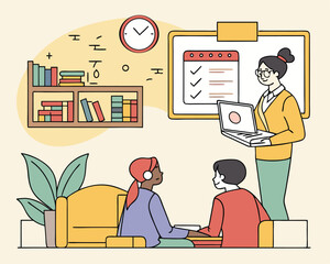 Online Learning Platform Scene vector illustration