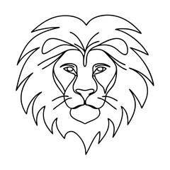 Obraz premium Lion's face, line art illustration, black and white, for logos and branding