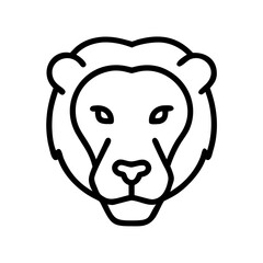 Lion's face, line art illustration, black and white, for logos