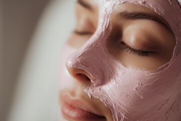 A biracial young woman who has Down Syndrome is applying a face mask while in her bathroom
