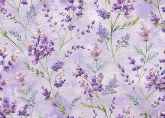 Watercolor lavender floral seamless pattern