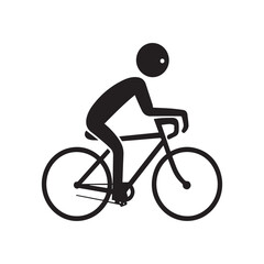 Obraz premium Simple Black and White Illustration of a Person Riding a Bicycle