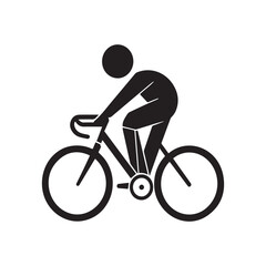 Obraz premium Simple Black and White Illustration of a Person Cycling