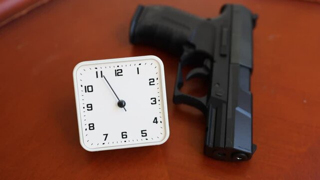 Gun and Watch, Time is Running Out.