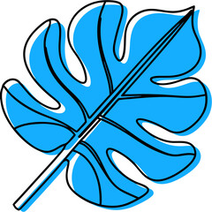 Fototapeta premium Blue leaf illustration, simple style, for branding