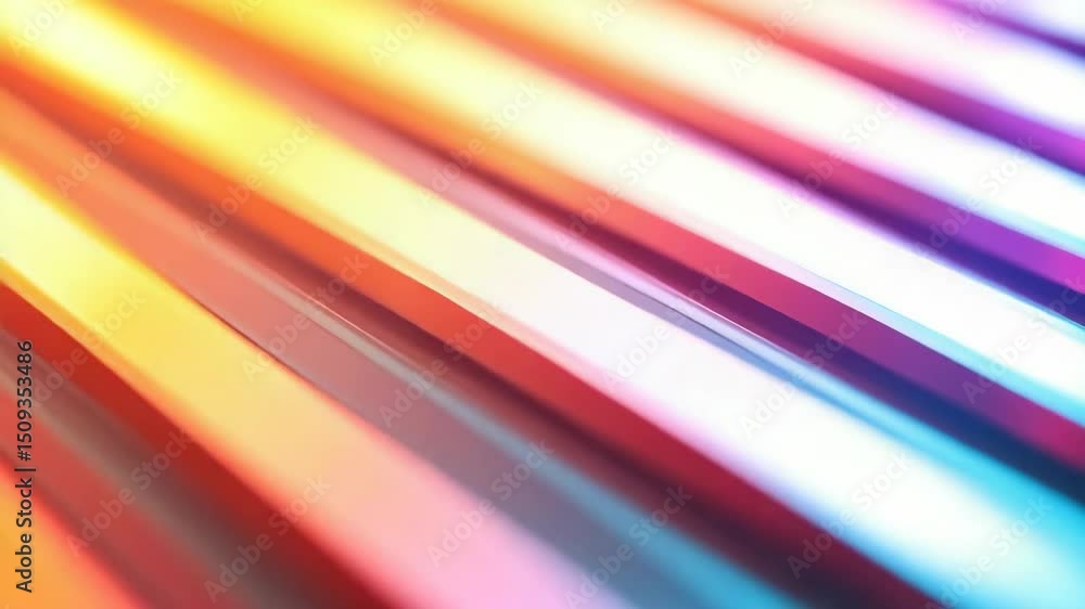 Poster a colorful line of stripes with a rainbow background. the stripes are of different colors and are ar