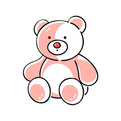 Pink and white teddy bear illustration, for children's books