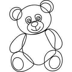 Cute teddy bear line art drawing, for kids projects