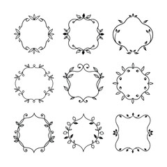 Elegant Botanical Frames Collection Black and White