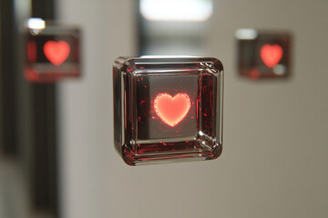 Floating magnetic cubes syncing with heartbeat rhythm