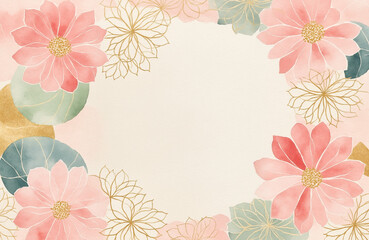 Japanese Abstract Background with Sakura and Traditional Patterns