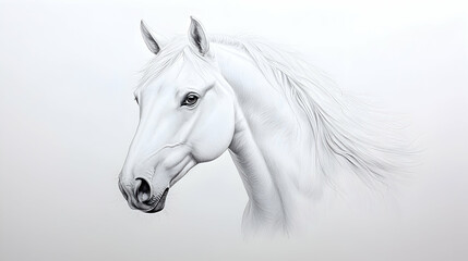 White Horse Stippling Portrait Drawing