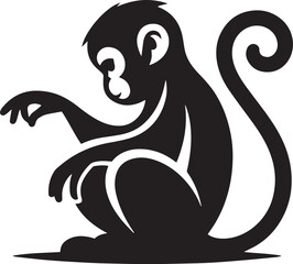 Monkey Silhouette Vector sitting– Jungle Animal Clipart for Wildlife Logos, T-Shirt Designs, and Cricut Projects
