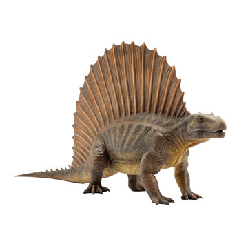 3d rendering featuring an edaphosaurus, a large herbivorous synapsid with a distinctive sail like fin on its back, walking gracefully against a transparent background