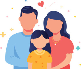 Happy Family Illustration Cute Parents and Child Vector Art