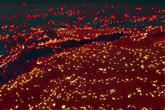 Flowing lava from earth