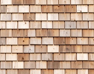 Wooden roof covered with light natural cedar shingles, rustic siding texture for architecture, construction, and decorative background use&rdquo;