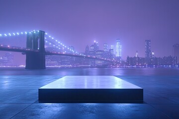 Empty platform in a misty city