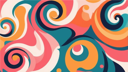 Abstract colorful background with swirling rainbow patterns and circular shapes