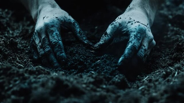Hands working with rich soil, nurturing growth and connectivity with the earth's embrace