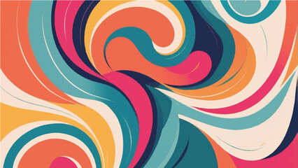 Abstract colorful background with swirling rainbow patterns and circular shapes