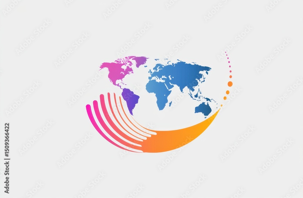 Poster abstract global network concept with planet earth and connecting dots, lines in a gray background wi