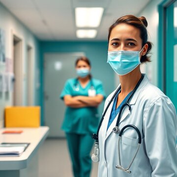 M&eacute;decins femmes dans le couloir d'un h&ocirc;pital