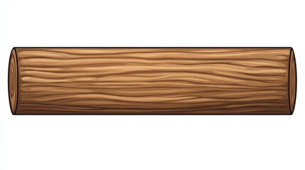 Wooden log, cylindrical shape.  Detailed wood grain texture