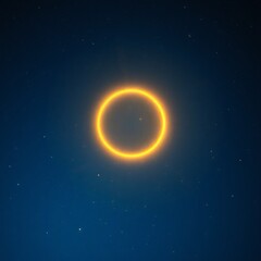 Halo de lumière jaune sur un fond bleu qui comporte des petites étoiles