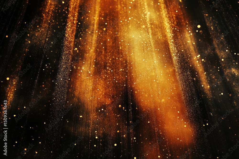 Poster Golden light rays exploding from above