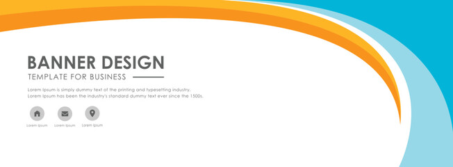 Modern Blue and Orange Wavy Business Banner Templates