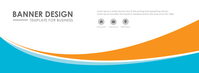 Modern Blue and Orange Wavy Business Banner Templates