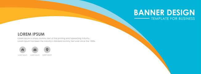Modern Blue and Orange Wavy Business Banner Templates