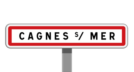 Panneau d'entrée de ville de Cagnes-sur-Mer, Alpes-Maritimes, Provence-Alpes-Côte d'Azur