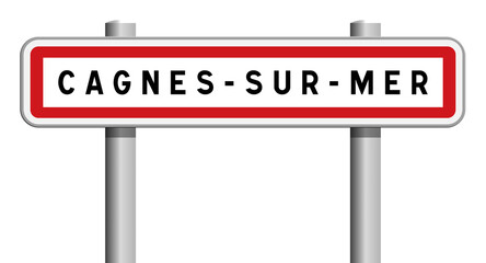 Panneau d'entrée de ville de Cagnes-sur-Mer, Alpes-Maritimes, Provence-Alpes-Côte d'Azur