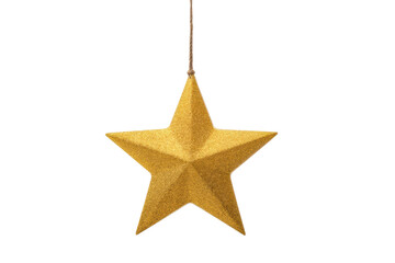 Fototapeta premium Golden glitter christmas ornament star on black background, cut out