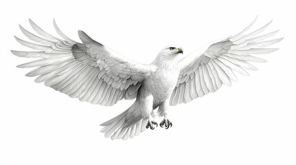 Fototapeta premium Majestic White Bird in Flight Against White Background