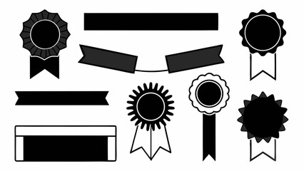 Collection of Award Ribbons and Rosettes Blank Templates for Design