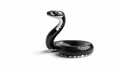 Black And White Snake Closeup On White Background