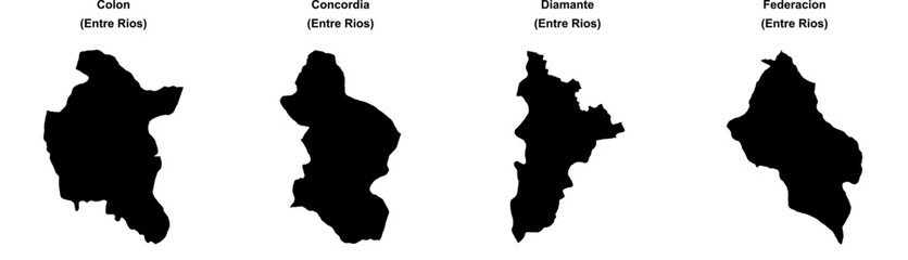 Colon, Concordia, Diamante, Federacion outline maps