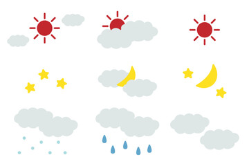 シンプルでかわいい天気のアイコンセット