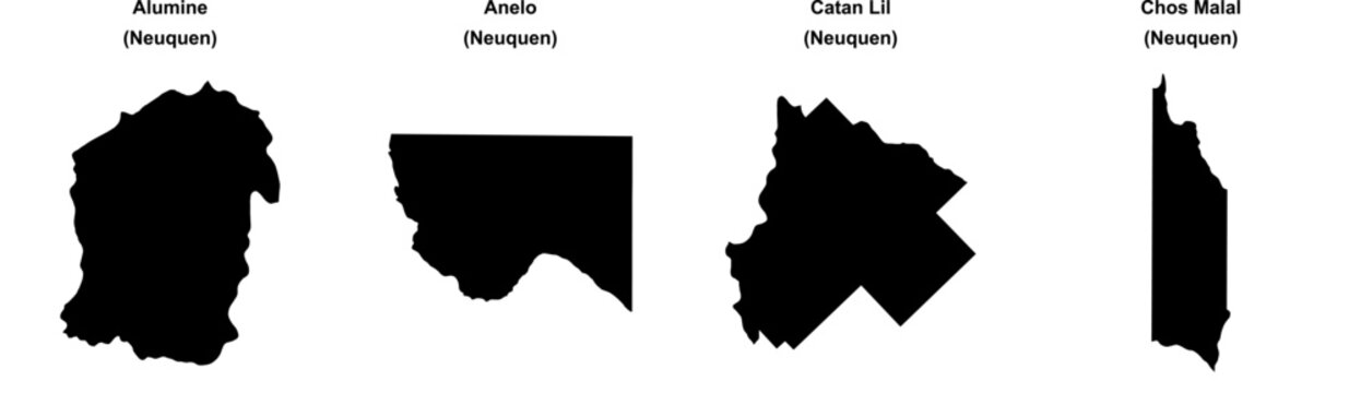 Alumine, Anelo, Catan Lil, Chos Malal outline maps