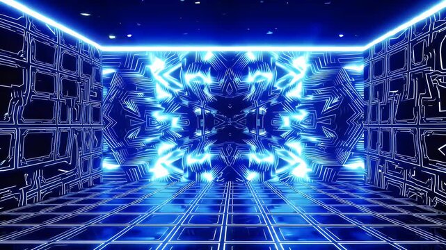 Cyber inspired 3D animation digital tiles forming pulsating LED matrix great tech VJ loops EDM visuals futuristic edits