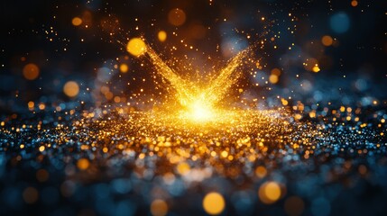 Fototapeta premium Sparkling explosion of gold and blue