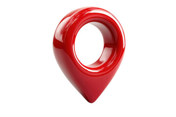 Red 3d location pin icon on white background, cut out