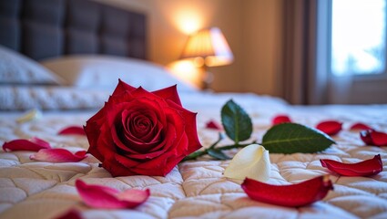 Elegant Rose Arrangement on Bed for Romantic Setting