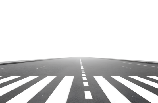 3D highway road with white lines, isolated on a transparent background. Cutout PNG file, in PNG format.  - Powered by Adobe