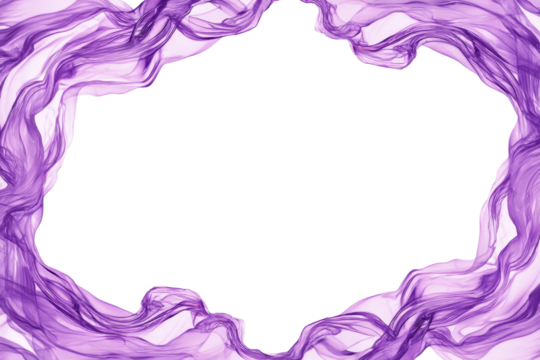 Vibrant purple silk fabric flowing in circular motion against black background, cut out
